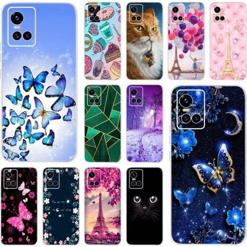For Vivo S10 Pro 5G Case 6.44" Cute Blue Butterfly Ultra Thin Soft TPU Phone Case For Vivo V2121A S10Pro S10 2021 Back Cover Bag