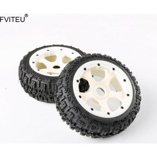FVITEU Complete Rubber Front Wheel Tire kits with Nylon Wheel Hub for 1/5 HPI BAJA 5B Rovan King Motor