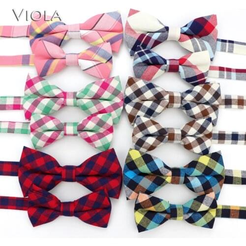 Plaid Stripted Men Children Bow Tie Set 100% Cotton Kids Pet Butterfly Daily Casual Party Bowtie Gift Crave Father Son Accessory
