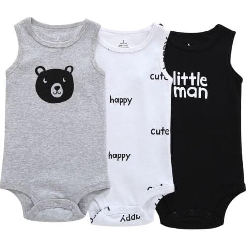 3pcs Baby Rompers 100% Cotton Infant Body Sleeveless Clothing baby Jumpsuit Animal Printed Baby Boy Girl clothes 2019 New