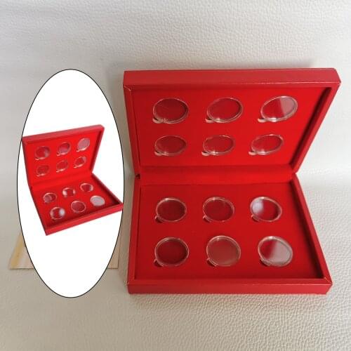 Chinese Zodiac Commemorative Coin Storage Box with 12 Coin Cases Holder in 27mm Diameter