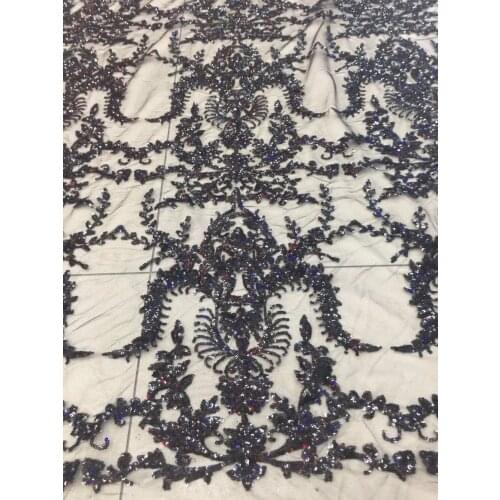 New pattern 5yards JL82# Black embroidered embroidery Sequins lace fabric for bridal wedding dress/sawing Free shipping