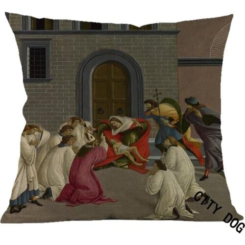 Christian Jesus The Three Miracles of St. Zinovia Painting art Cotton and linen 45cm square pillow Cushion cover Home sofa Decor