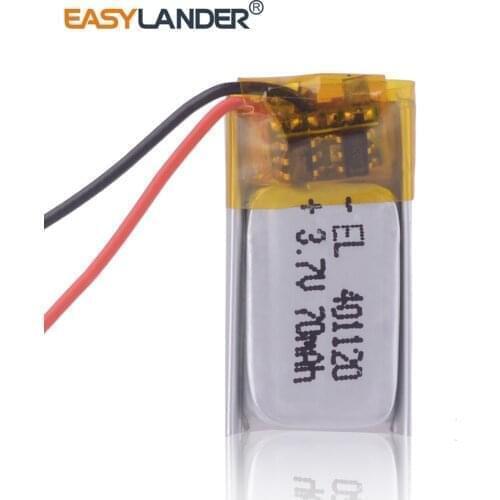 10pcs/Lot 401120 Li-ion Polymer Battery 3.7v 70mah Rechargeable Batteries for smart watch headphones bluetooth headsets