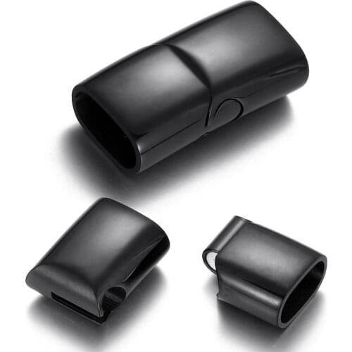 316L Stainless Steel Magnetic Clasp Black Plated Polished Fastener for Bracelet DIY Jewelry Making Magnet Buckle Closure