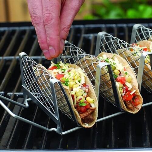 Mexican Taco Rack Non-stick Coating Black Grill Baked Taco Food Pie Holder Cooking Accessories BBQ Household Kitchen Utensils