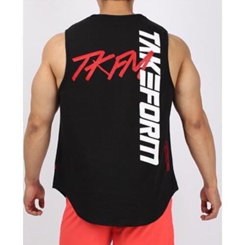 Mens Casual Print Tank Top Gyms Fitness Workout Cotton Sleeveless Shirt Clothing Male Stringer Singlet Undershirt Vest