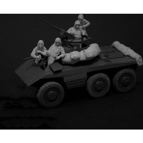 1/35 Scale Soldiers With Accessories (No Car) Unpainted Resin Figure Building Kit