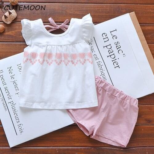 Newest Summer Clothes Set Toddler Infant Baby Girl Cotton Casual Outfits Set Cartoon T-shirt+ Shorts Cute Baby Clothes Set