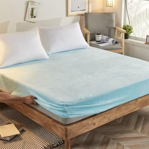 Solid Color Flannel Bed Sheets Winter Warm Plush Fitted Sheet Soft Mink Cashmere Bed Linen Mattress Cover Elastic Bedspread