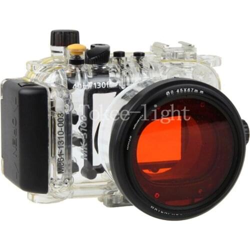 40 meters 130ft Underwater Waterproof Housing Diving Camera Case Bag for Canon S100 Camera With Red filter