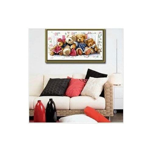 Embroidery Package Free shipping Cross Stitch Kits Bear Family 11CT 71X40cm