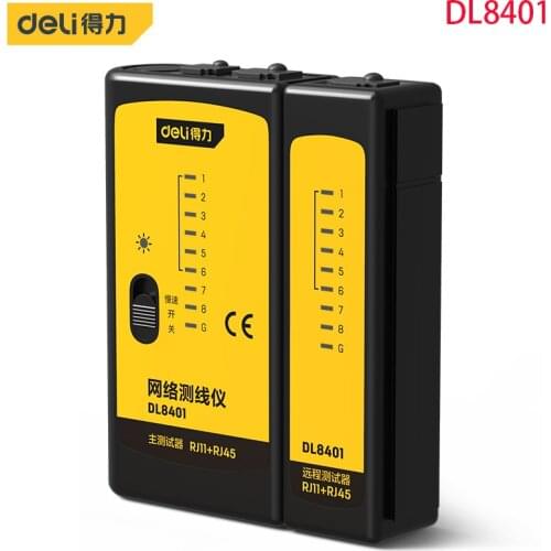 Deli DL8401 Network Line Measuring Instrument Network Cable, Telephone Line Detection Test Distance 100m Electrician Use