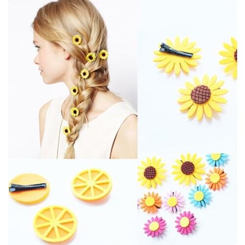 2pcs/pack Hair Pins Hair Clips Elastic Hair band Sunflower