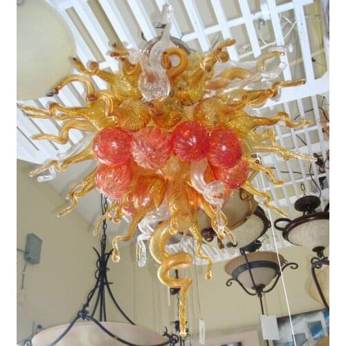 Free Shipping Excellent Home Light Cheap Chinese Amber Colored Murano Glass Chandelier