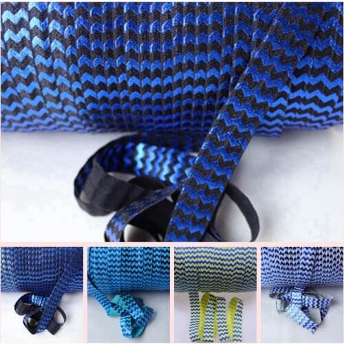 4 Colors 5/8" 16mm Blue foil Chevrons FOE Fold over elastics 50yards/lot and 100yards/lot
