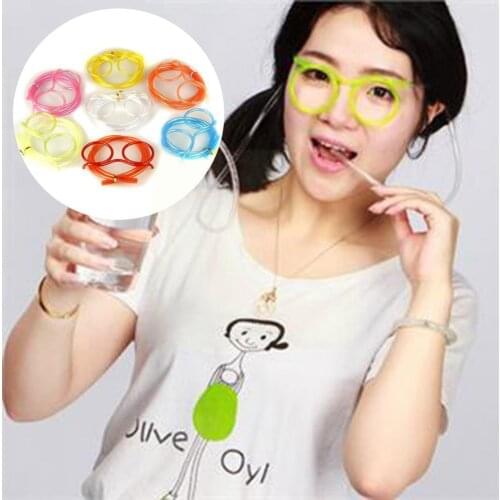 Funny Soft Glasses Straw Unique Flexible Drinking Tube Gifts Kids Party Crazy Diy Birthday Accessories Straws Party Supplie S5Q2