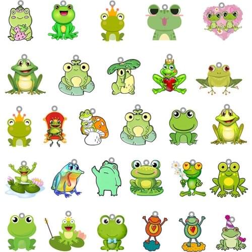 TAFREE Little Frog Anime Pattern Acrylic Pendant Epoxy Jewelry Earrings Pendant Necklace Bracelet Animation DIY Making Jewelry