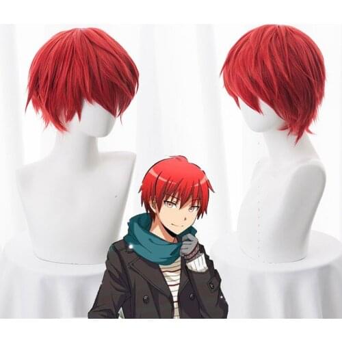 Assassination Classroom Akabane Karma/Akashi Seijuro/Sasori/Gaara Short Flame Red Cosplay Wig Heat Resistant Synthetic Hair