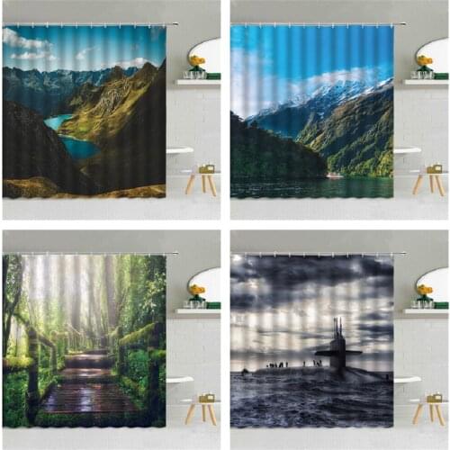 Natural Scenery Shower Curtain Set Curtain Set Bathroom Curtains Fabric for Bathtub Home Art Decor Waterproof Polyester Fabric