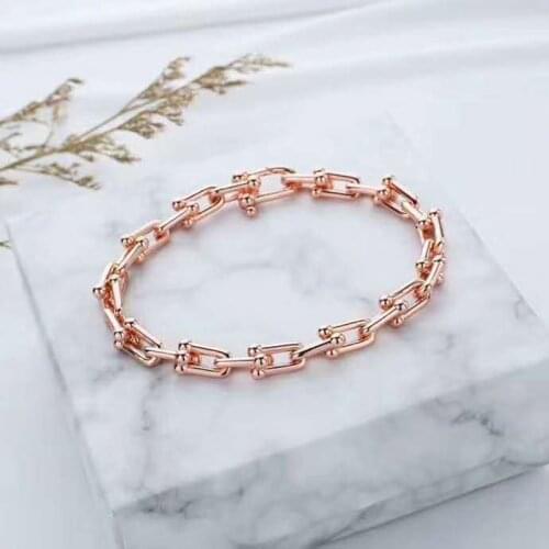 Female New York Fashion U-shaped Knuckle Buckle S925 Sterling Silver Bracelet Original Brand High Quality Jewelry Logo Gift