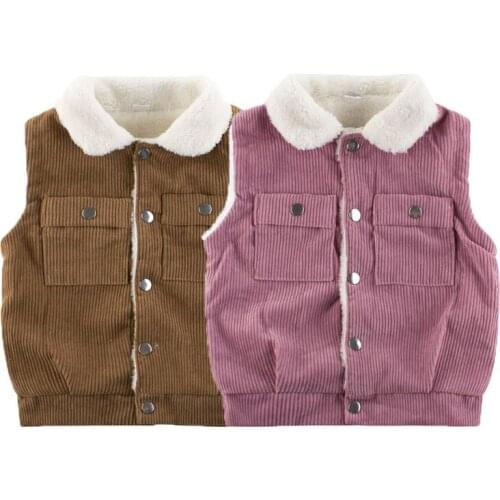 Children Vests 2021 New Autumn Winter Velvet Thick Warm Outerwear Waistcoats Kids Lambswool Sleeveless Jackets Boys Girls Vests
