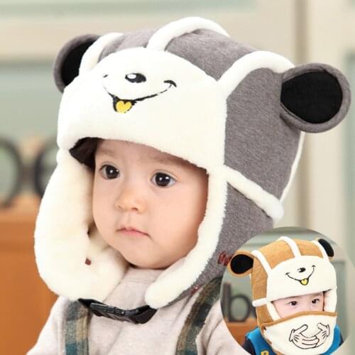 Winter Warm Baby Hats Cap Mask Earmuffs Infant Toddlers Boys Girls Beanies Pilot Caps Hat baby Pilot Winter Warm