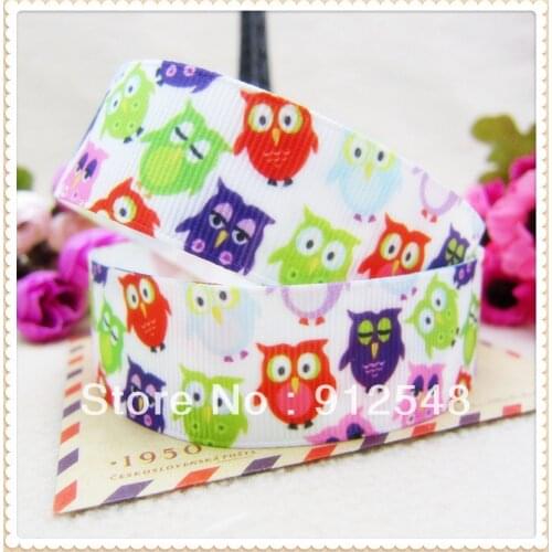 1'' (25mm) Owl Printed Grosgrain Ribbon 10 Yards for Gift Wrappping, Bouquet Wrapping, Decoration, Craft ,12744