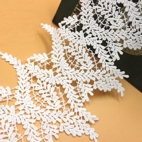 1 Yard White Beige Lace Trims Applique for Dress Garments Trimmings Ribbon Home Textiles Leaves Cotton Lace Fabric DIY Crafts