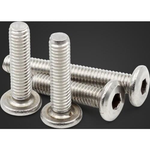 100Pcs/lot SS304 M6*12 M6X12MM flat thin head hexagon socket screws Stainless Steel 304 bolts Chinese screws Cheap bolts