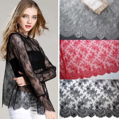 3 M/Lot Eyelash Lace Fabric 150cm/60cm wide White Black Red Diy Exquisite Lace Embroidery Clothes Wedding Dress Accessories