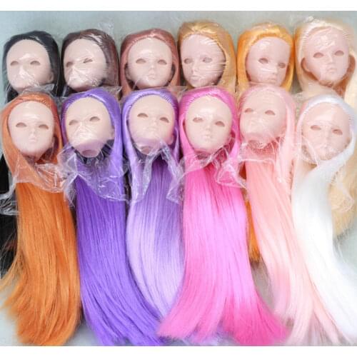 30cm No Makeup Dolls Head DIY Make-up Dress Up Toy 1/6 Bjd Doll Accessories Without Eyes White Muscle Long Hair Toy for Girl