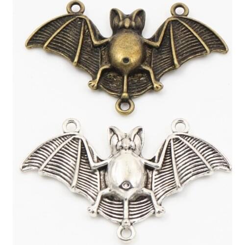 48x30mm 4pcs Antique Silver Plated And Bronze Plated Bat Connector Handmade Charms Pendant:DIY for bracelet necklace