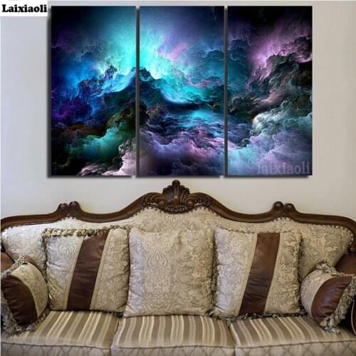 Diy diamond embroidery abstract psychedelic art space cloud diamond painting cross stitch full square rhinestone wall decor 3pcs