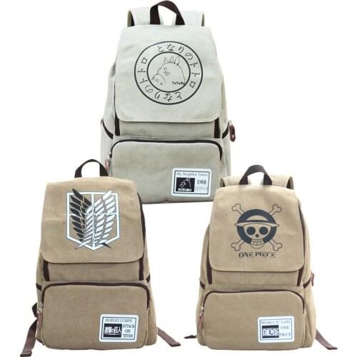 Attack on Titan One Piece Totoro Fairy Tail Backpack Anime School Bag Teenagers Laptop Bags Mochila Men Women Travel Rucksack