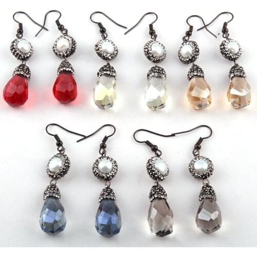 Free shipping Fashion Handmake Paved Pear Link Paved Crystal Drop Pendant Earring