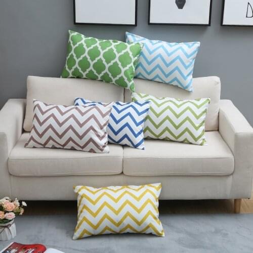 Fyjafon Pillowcase 50x70 Cotton Sofa Bed Back Cushion Cover Stripes printed Thick Pillow Case 60x80/40*60 Yellow Cushion Cover