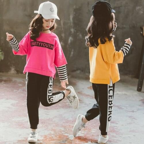 Kids Striped Tracksuit Boys Girl Novelty Casual Clothes Set Sport Suit Full Sweatshirt Sportwear Pant Letter 2pc Clothing Set