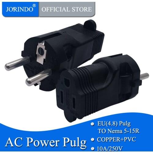 JORINDO Germany, France CEE7/7 Travel Power Plug Adapter Accepts NEMA 5-15R EU TO US US TO EU AC power plug travel converter
