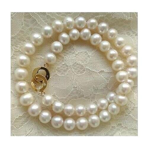 Elegant 9-10mm round south sea round white pearl necklace 18inch KKK