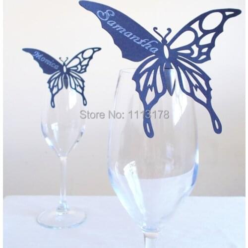 Paper Cut Butterfly Glass Perching Guest Place Cards