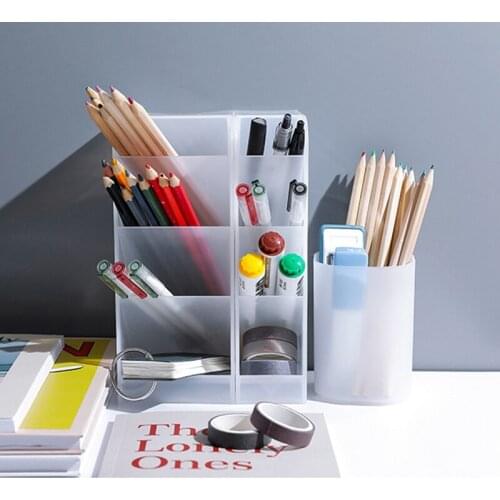 Creative Multifunctional 4 Grid Desktop Organizer Pen Holder Makeup Storage Box School Office Accessories Stationery