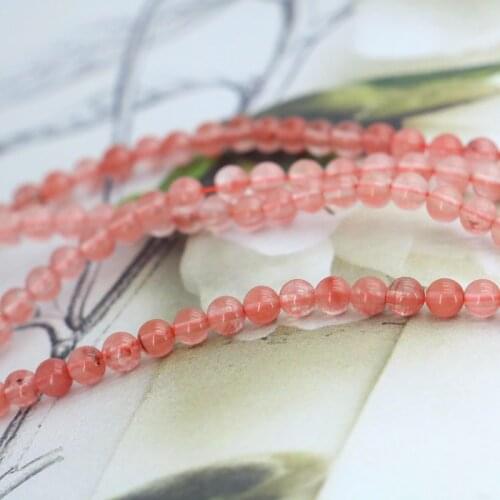 Round 4mm Pink watermelon tourmaline loose beads stone 15" DIY women jewelry making wholesale and retail