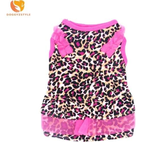 Leopard Powder Playing Wire Dog Dress Summer Breathable Animal Pattern Pet Skirt Puppy Cat Dresses Clothes For Small Dogs Teddy