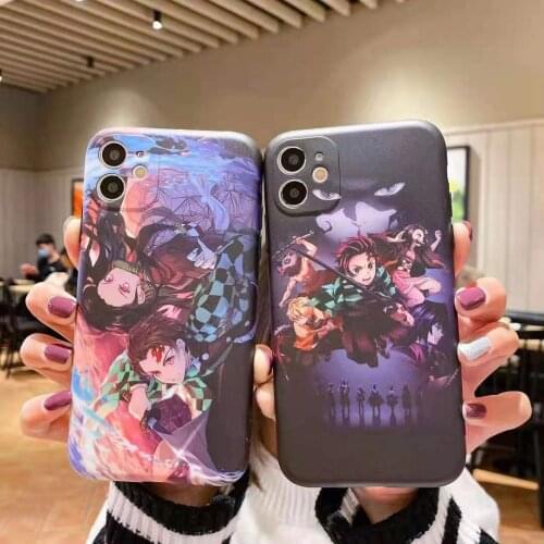 Cute Japan Demon Slayer Case For Iphone 11 12 Pro 6 7 8 Plus X XR XS Max Phone Cases Anime Kimetsu No Yaiba Soft IMD Cover Coque