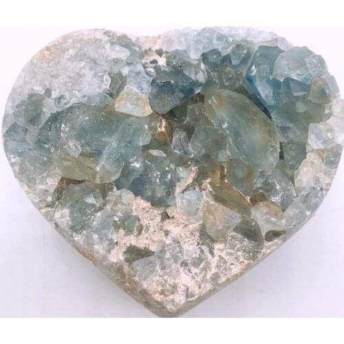 MOKAGY 500g-1000g Crystal Geode Quartz Heart Natural Kyanite Stone 1pc