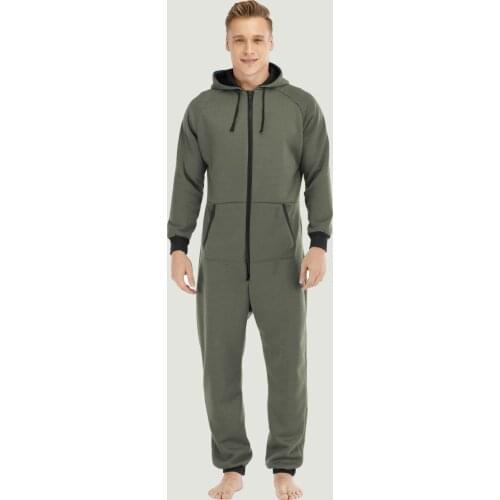 Men Autumn Warm Onesie Fluffy Sleep Lounge Adult Sleepwear One Piece Pyjamas Male Jumpsuits Hooded Onesies For Adult Men