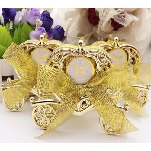 New Love Carriage Wedding Box Party Favours Gift Candy Chocolate Box Gold and Silver Box for Wedding Baby Birthday Party