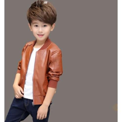 New Arrived Boys Coats Autumn Winter Fashion Korean Childrens Plus Velvet Warming Cotton PU Leather Jacket For 2-16Y Kids Hot