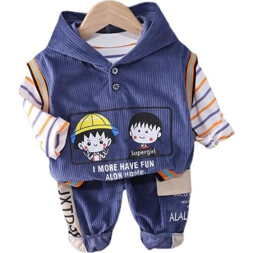 New Autumn Fashion Baby Girl Clothes Suit Children Boys Hooded Vest T-Shirt Pants 3Pcs/Set Toddler Sport Costume Kids Tracksuits